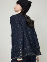 ジャケット レディース ツイード風 moessmer イタリアン 星空 スパンコール 立体感 フィッシュスケール 4ポケット ボックスシルエット 上品 通勤 「MRS Studios」