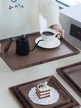 正方形のブラックウォールナット製コーヒートレイ【収納・ティー・デザート・ケーキ用】