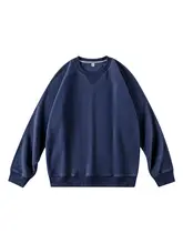 定番の藏青色フリーススウェットシャツ【男女兼用・冬用・丸首・防寒仕立て】