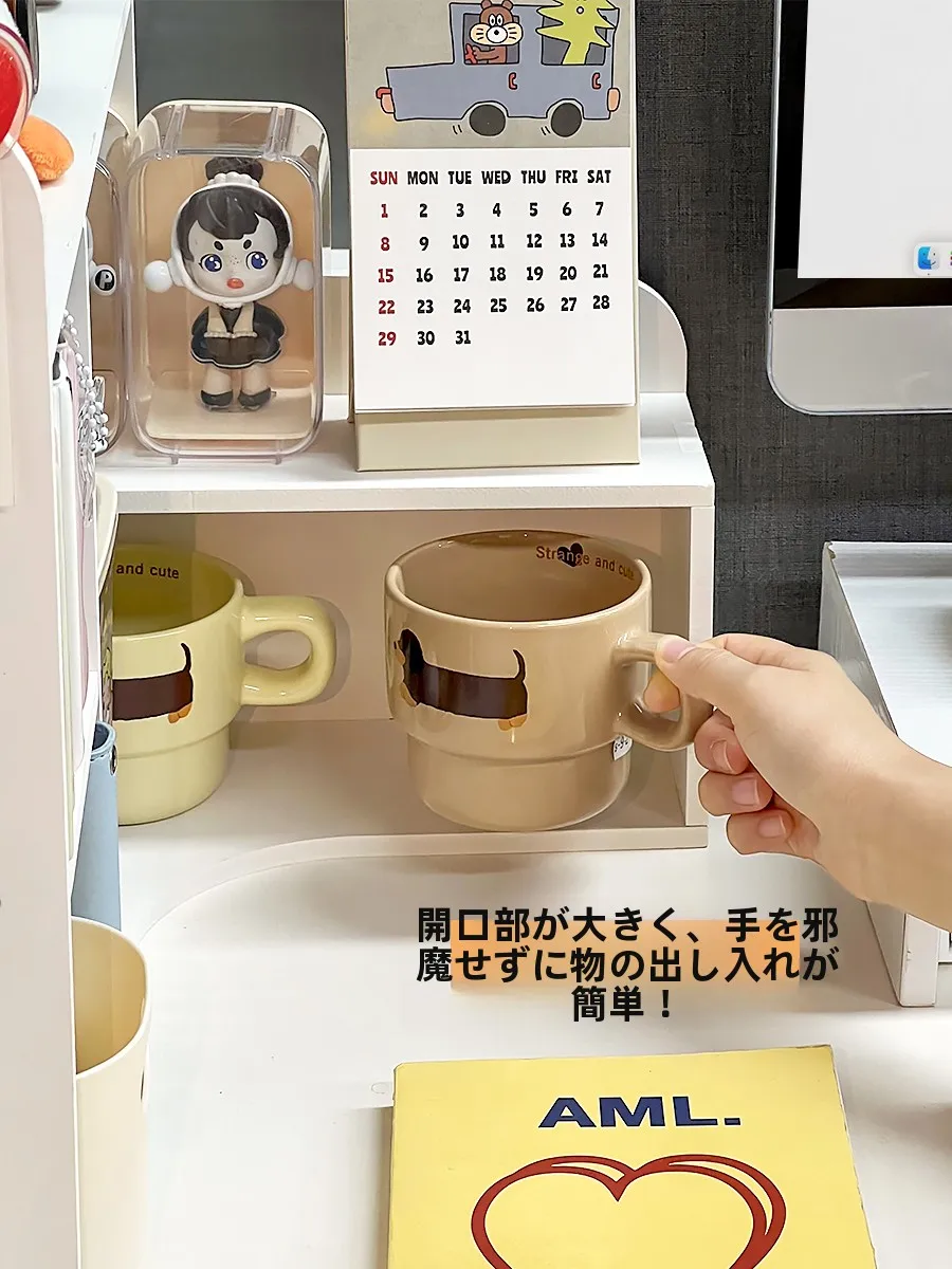 デスクコーナー収納ラック：書類・ティーバッグ・カップを効率的に保管するためのワークステーションソリューション