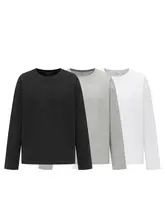 シンプルな長袖Tシャツ【白・黒・灰・抗皺・秋冬用】