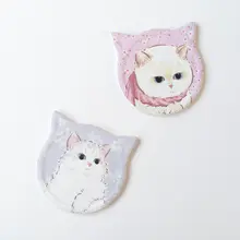 猫デザインの吸水コースター【陶器製・熱対策・防滑】