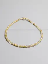 Ciel オリジナル 手作り 天然金髪水晶ブレスレット【2mmカットビーズ・極細アンクレット・不規則デザイン】