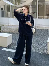 魅力的なコーデュロイジャンプスーツ【春秋向け・ワイドパンツ】（セットアップ対応）
