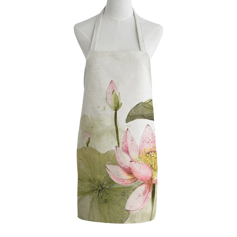 中華風蓮の花デザインエプロン：男女兼用布製防汚タイプの使い方と価格比較