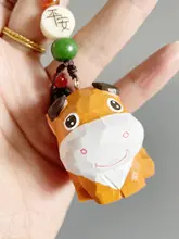 バッグチャーム ストラップ 天然木 手彫り 牛 子牛 モチーフ ギフト プレゼント