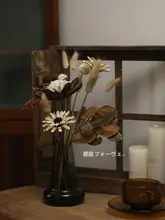 北欧風 シンプルデザイン ガラス花瓶【グレー・ドライフラワー用・インテリア装飾】