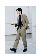 フィットジャケット【平衿・ビジネス・カジュアル】とストレートパンツ（セットアップ対応）
