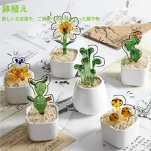 クリスタルガラス製 鉢植え多肉植物とカクタスのアートインテリア【贈り物にも最適】