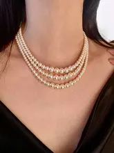 多層パールネックレス【グラデーションデザイン・オードリー風・デコルテ用・女性用】（セットアップ対応）