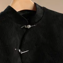 立襟エンボスデザイン中華風ミニジャケット【シンプル・女性用】