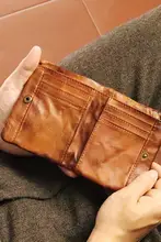 本革製 縦型ショート財布【手作り・牛革・レトロデザイン・男女兼用】
