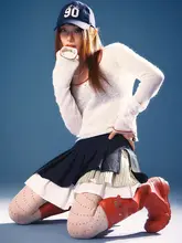 レースデザインの長袖ニットトップス【透け感・軽やか・重ね着対応】（セットアップ対応）