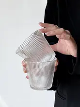 ガラスカップ 和風レトロ シンプル ストライプ お茶カップ ジュースカップ コーヒーカップ 飲み水カップ 牛乳カップ お酒カップ