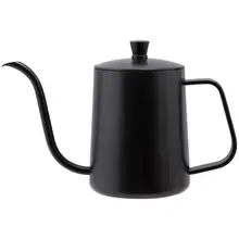 304不鏡鋼製 蓋付きコーヒーポット【テフロンコーティング・ロングノズル・ハンドドリップ用】