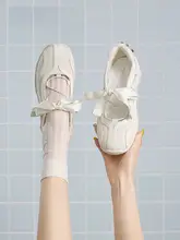 バレエ風リボンデザインの女性用カジュアルシューズ【マリージェーンスタイル・浅口・ダンスシューズ】