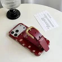 レトロ花柄デザインの牛革製スマートフォンケース【腕時計型・iPhone対応】