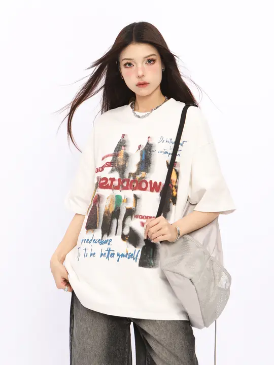 アメリカンビンテージ風 半袖Tシャツ【デザイン性のある小流行・カップル向け】