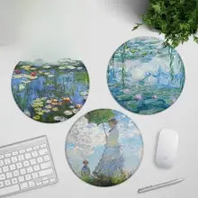 モネ風デザインの円形ポータブルノートブック【防水・厚手・滑り止め付き・デスクマット】