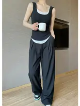 春季にぴったり！高腰デザインのスリムワイドパンツ【ドラッグドレス・レトロ風・プリーツ仕様】（セットアップ対応）