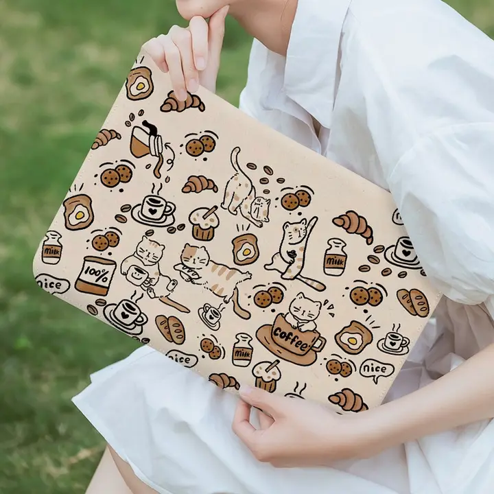 カフェ猫デザインのノートパソコン内蔵ケース【適用：Apple M2・Huawei MateBook・MacBook Pro・Lenovo Air】