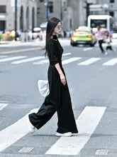 海のように流れるシルエットのロングスカートパンツ【エレガント・ウール  混・フレア】（セットアップ対応）