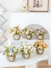 アートフラワー 薔薇とカモミールの卓上装飾用花瓶【自然な質感・リアルな造花】