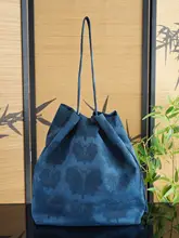 青色の軽量トートバッグ【シンプルで実用的・大容量・国風デザイン】