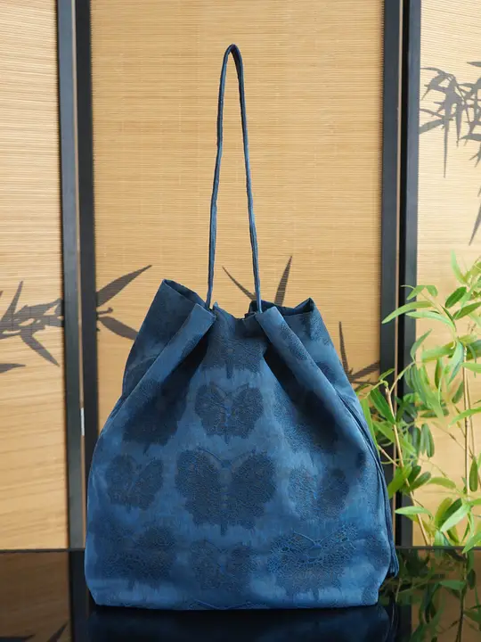 青色の軽量トートバッグ【シンプルで実用的・大容量・国風デザイン】