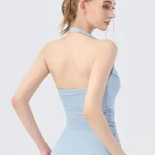 ドット柄のハイネックキャミソール【バックデザイン・ヨガ用・女性用・中強度】