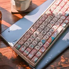 小翘68/100キー機械キーボード かわいいカートゥーン 熱昇華技術