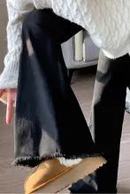 微喇叭デザインデニムパンツ【高腰・ブラック・大きいサイズ・スリム効果】