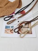 パール付き スリムウエストリボンベルト【シンプルデザイン・ファッショナブル】