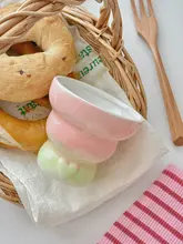 手握りデザインのカラフルな陶器製カップ【コーヒー・アイスクリーム・デザート用】