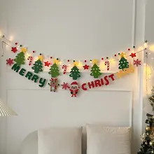 クリスマスガーランド フェルト クリップ付き フォトウォール パーティー飾り付け ツリー飾り