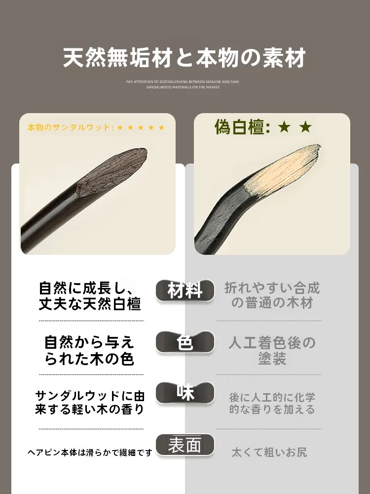 天然黒檀木ヘアピン：日常通勤と高級感を兼ね備えた古風デザインの発簪