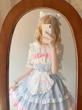 ロリータテイストのダブルカラー半袖シャツ【春夏用・女性用・ホワイト】