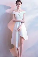 白色の小礼服【ワンショルダー・ミディ丈・エレガント・パーティー用】