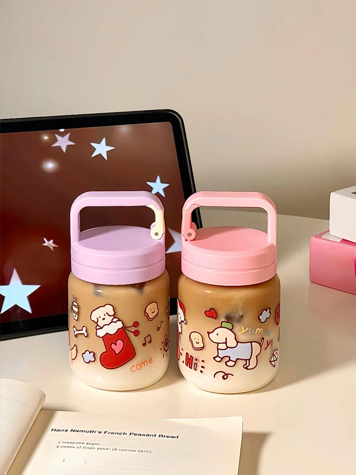 食品級の高リン酸ガラス製 水筒【女性向け・かわいい・コンパクト・ポータブル】