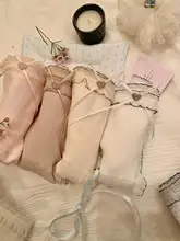 極上の柔らかさのコットン製レース付き三角パンツ【長めの股下・ヒップハング・花柄デザイン】