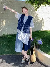 デニムジャンパースカート【春夏用・ユニークデザイン・チックスタイル・三点コーディネート対応】（セットアップ対応）