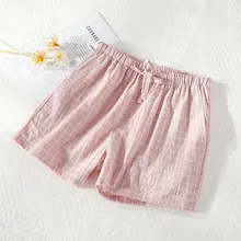 カジュアルなチェック柄の夏用ルームパンツ【男女兼用・薄手・綿素材】（セットアップ対応）