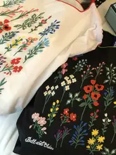 刺繍入りショッピングバッグ【花草デザイン・ポータブル・エコバッグ・ハンドバッグ・ショルダータイプ】