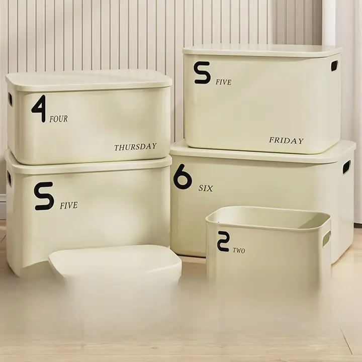 収納ボックス【デスク用・プラスチック製・蓋付き・おもちゃや食べ物・衣類整理用】