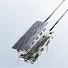 Orico USB Type-C ハブ 拡張ドック 多ポート Thunderbolt 4 HDMI LANポート クリア ノートPC タブレット iPad 「ORICO」