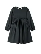 秋冬用通勤ママスタイルのフリル長袖ドレス【女児用・フランス風・美しいドレープ】