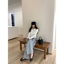 ストライプポロカラーセーター【春用・女性・極上の柔らかさ】