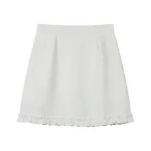 ウィメンズ 春季用 レトロデザインフリル付きAラインスカート【スタイリッシュ・タイトフィット】