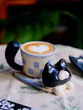 マグカップ コーヒーカップ セラミック 立体猫 星と月 可愛い おしゃれ インテリア