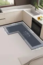 L型キッチンマット【吸水性・滑り止め・お手入れ簡単】